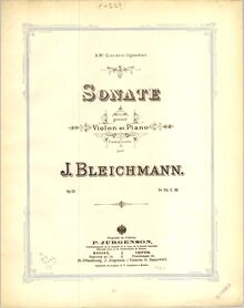 Partition Color Covers, violon Sonata, Op.15, A major, Bleichmann, Julius