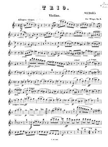 Partition de violon, Trio, Op.3, F major, Winge, Per