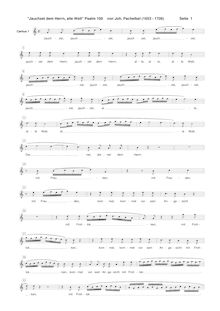 Partition Soprano 1 , partie, Psalm No.100, Pachelbel, Johann