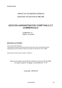 Gestion administrative, comptable et commerciale 2005 BTS AG de PME-PMI