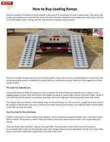 How to Buy Loading Ramps