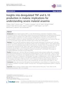 Insights into deregulated TNF and IL-10 production in malaria: implications for understanding severe malarial anaemia