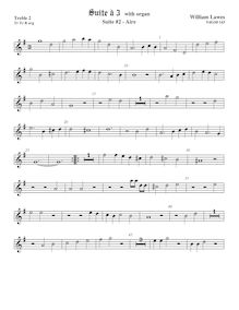 Partition viole de gambe aigue 2,  No.2 pour 3 violes de gambe et orgue par William Lawes