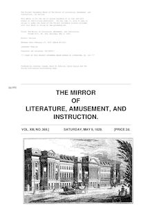 The Mirror of Literature, Amusement, and Instruction - Volume 13, No. 369, May 9, 1829
