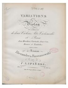 Partition violons I et II (ou solos), Variations, Variations pour le Violon avec accompagnement de deux Violons, Alto, Violoncelle et Basse deux Hautbois, Clarinette, deux Cors, Basson et Timballe