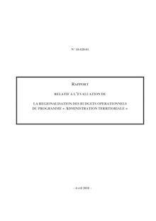 Rapport relatif à l évaluation de la régionalisation des budgets opérationnels du programme administration territoriale