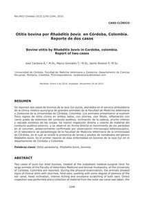 Otitis bovina por Rhabditis bovis en Córdoba, Colombia. Reporte de dos casos (Bovine otitis by Rhabditis bovis in Cordoba, colombia. Report of two cases)