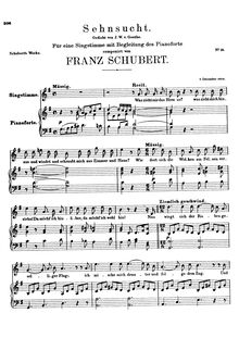 Partition complète, Sehnsucht, D.123, Longing, Schubert, Franz