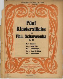 Partition couverture couleur, 5 Klavierstücke, Op.83, Scharwenka, Philipp
