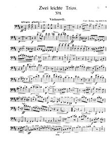 Partition violoncelle parties, 2 Easy Piano Trios, Bohm, Carl
