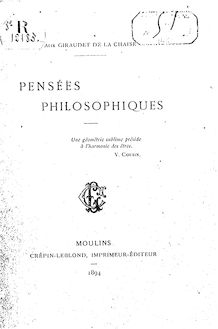 Pensées philosophiques / Alix Giraudet de La Chaise