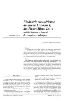 L industrie moustérienne du niveau Ks (locus 1) des Fieux (Miers, Lot) : mobilité humaine et diversité des compétences techniques - article ; n°1 ; vol.103, pg 17-32