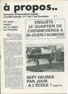 "A Propos.." NS n° 1, du 1er au 15 octobre 1976