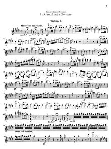 Partition violons I, II, La gazza ladra (pour Thieving Magpie), Melodramma semiserio in due atti