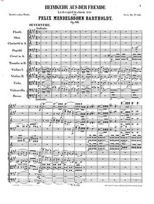 Partition Ouverture, Heimkehr aus der Fremde, Op.89, Liederspiel in einem Akt
