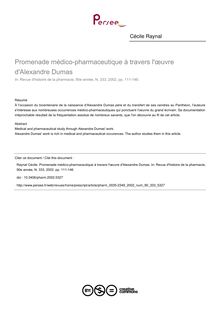 Promenade médico-pharmaceutique à travers l œuvre d Alexandre Dumas - article ; n°333 ; vol.90, pg 111-146