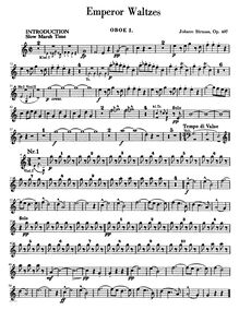 Partition hautbois 1, 2, Kaiser-Walzer, Strauss Jr., Johann