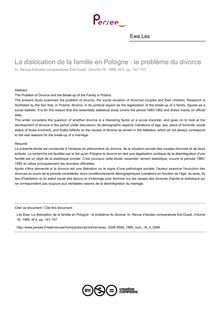 La dislocation de la famille en Pologne : le problème du divorce - article ; n°4 ; vol.16, pg 147-157