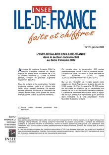 L emploi salarié en Ile-de-France dans le secteur concurrentiel au 3e trimestre 2004