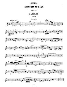 Partition cor (en F), Souvenir du Rigi, Op.34, Doppler, Franz