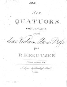 Partition Book 2: quatuors 4-6, 6 corde quatuors, Kreutzer, Rodolphe