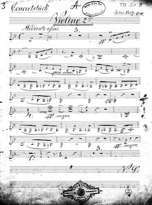 Partition violons II, Concertstück pour vent quintette et orchestre