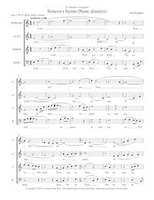Partition A-cappella edition, Simeon s Hymn, Nunc dimittis, Bird, Peter