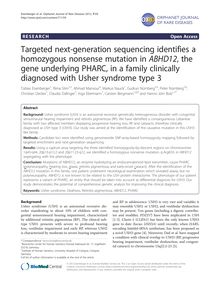 Targeted next-generation sequencing identifies a homozygous nonsense mutation in ABHD12, the gene underlying PHARC, in a family clinically diagnosed with Usher syndrome type 3