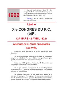 XIe CONGRÈS DU P.C. (b)R.