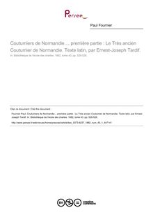 Coutumiers de Normandie..., première partie : Le Très ancien Coutumier de Normandie. Texte latin, par Ernest-Joseph Tardif.  ; n°1 ; vol.43, pg 526-528