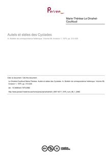 Autels et stèles des Cyclades - article ; n°1 ; vol.99, pg 313-329