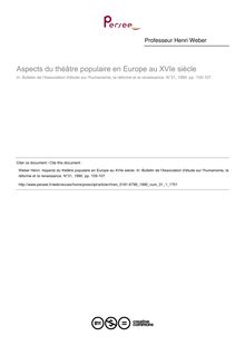 Aspects du théâtre populaire en Europe au XVIe siècle  ; n°1 ; vol.31, pg 105-107