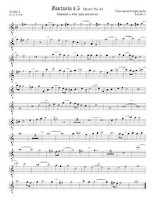 Partition viole de gambe aigue 2, octave aigu clef, Fantasia pour 5 violes de gambe, RC 50
