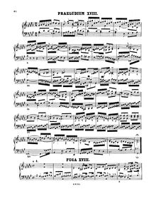 Partition Prelude et Fugue No.18 en G♯ minor, BWV 863, Das wohltemperierte Klavier I par Johann Sebastian Bach