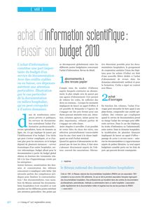 achat d information scientifique : réussir son budget 2010