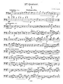 Partition violoncelle, corde quatuor No.2, Deuxième quatuor pour deux violons, alto et violoncelle