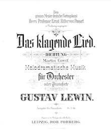 Partition complète, Das Klagende Lied, The Plaintive Song, Lewin, Gustav