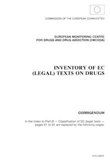 INVENTORY OF EC (LEGAL) TEXTS ON DRUGS. CORRIGENDUM