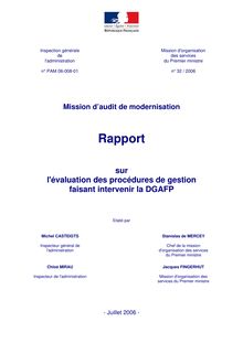 L évaluation des procédures de gestion faisant intervenir la DGAFP : mission d audit de modernisation