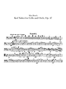 Partition basson 1, 2, Kol Nidrei, Kol Nidrei (Stimme des Gelübdes), Adagio for Cello and Orchestra