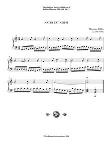 Partition , Natus est nobis, pour Mulliner Book, Keyboard: organ or harpsichord