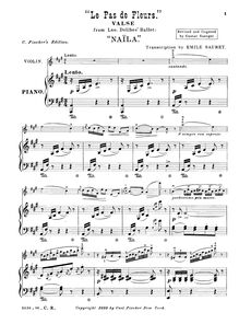 Partition violon et partition de piano, La source, Naïla, die Quellenfee (Naïla, the Waternymph)