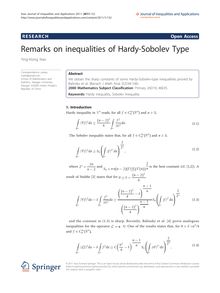 Remarks on inequalities of Hardy-Sobolev Type