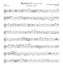Partition ténor viole de gambe 2, octave aigu clef, Fantasia pour 5 violes de gambe, RC 32