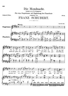 Partition complète, Die Mondnacht, D.238, The Moonlit Night, Schubert, Franz