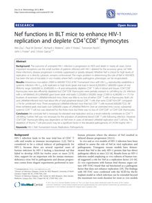Nef functions in BLT mice to enhance HIV-1 replication and deplete CD4+CD8+ thymocytes