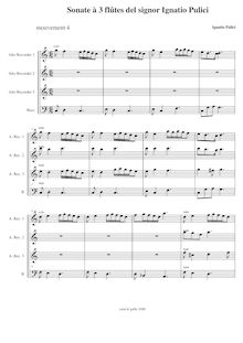Partition , Allegro, Sinfonia a 3 flauti del Sig.re. D Ignatio Pulici
