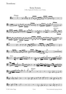 Partition Trombone, Sesta Sonata A Doi. Sopran & Trombon overo Violeta