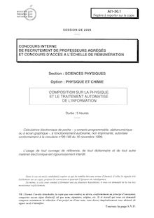 Composition de Physique 2008 Agrégation de sciences physiques Agrégation (Interne)