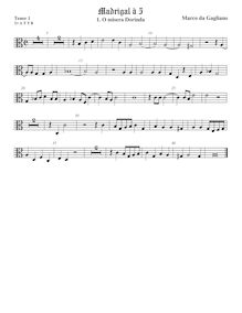 Partition ténor viole de gambe 2, alto clef, Madrigali a cinque voci, Libro 1 par Marco da Gagliano